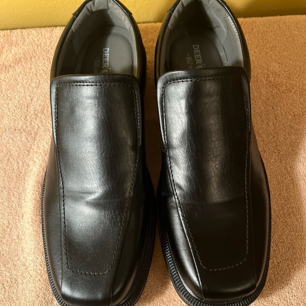 Deer Stags Men's Black Faux Leather Loafers Size 15 W